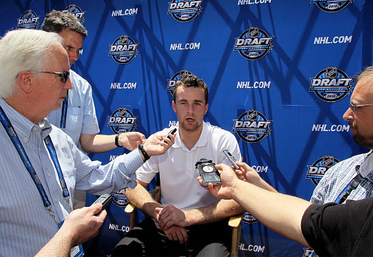 The Sports Corporation player Brett Connolly doing an interview at the NHL combine before being drafted to the NHL