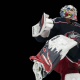 Starting NHL Columbus Blue Jackets Goaltender Elvis Merzlikins Celebrates win