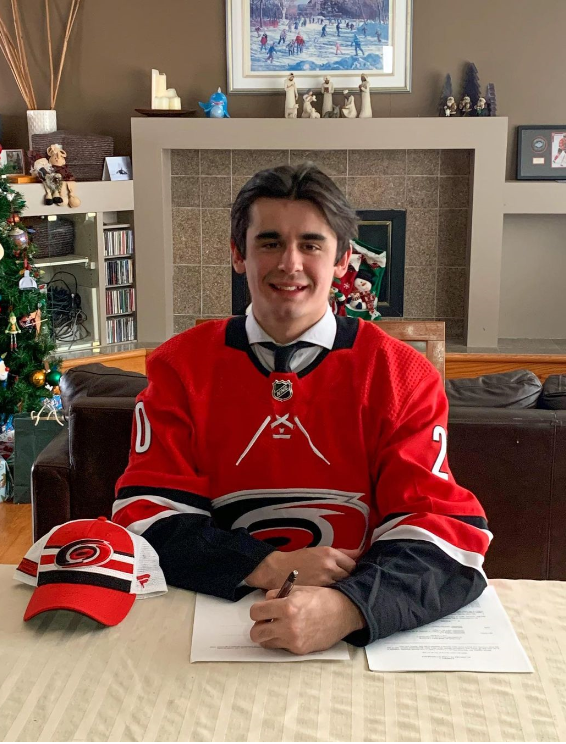 NHL prospect Seth Jarvis signing his NHL Entry Level Contract with the Carolina Hurricanes